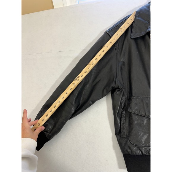 Vintage US Army Air Force A2 Leather Flight Jacket Map Lining Men's Size L - Picture 10 of 11